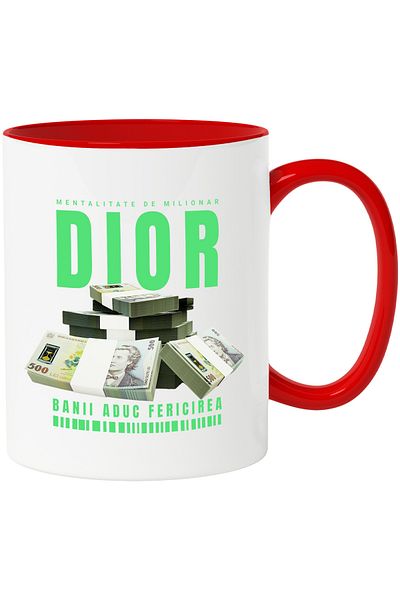 StoryGift Romania Mug __ - Money Brings Happiness, 330ml, Ceramic with Red Handle, With Red Handle STG ,,STG .