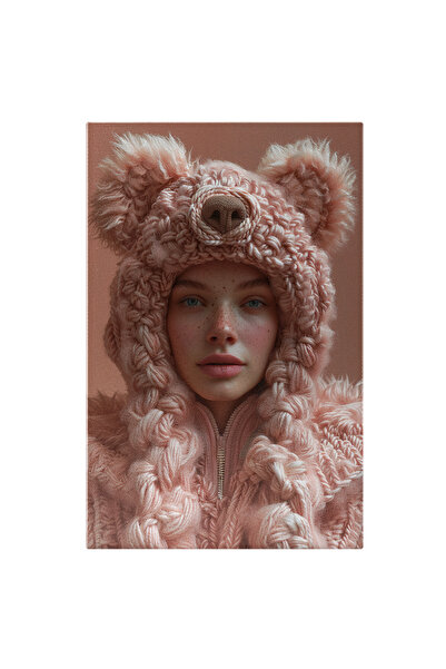 StoryGift Romania Tablou Canvas Fata Cu Ochi Albaștri Ce Poartă Costum De Urs...