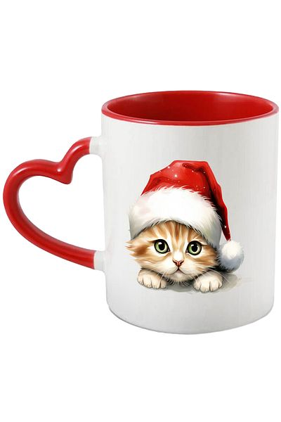 StoryGift Romania Mug with a kitty wearing a Christmas hat | illustration | holidays with those, With ,STG