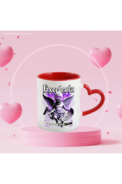 StoryGift Romania Angel Mug with Money and Gun - Excellence, Leader, 330ml, Ceramic with Heart Handle, With,STG