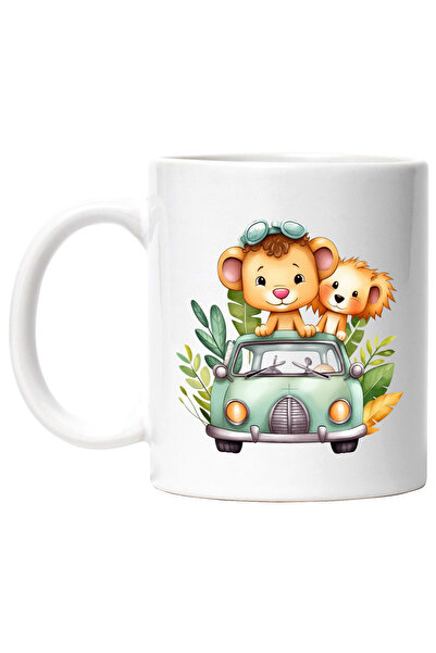 StoryGift Romania Cana cu 2 pui de leu care se plimba cu o masina | ilustrati...