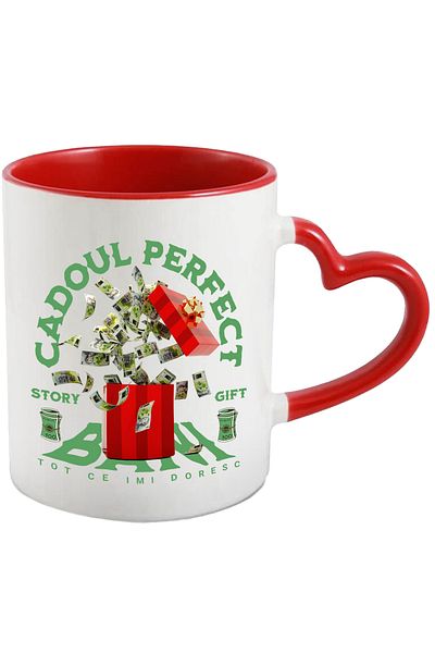 StoryGift Romania Mug The Perfect Gift For Any Event - Money, 330ml, Ceramic with Heart Handle, With ,STG.