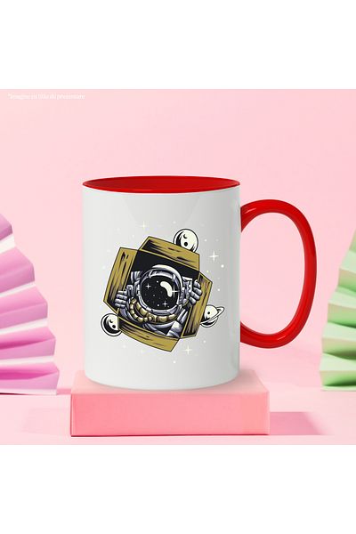 StoryGift Romania Astronaut Mug, Box, Space, Stars, Planet, Moon, SF, Multicolor 330 ml, C, Cu,STG.