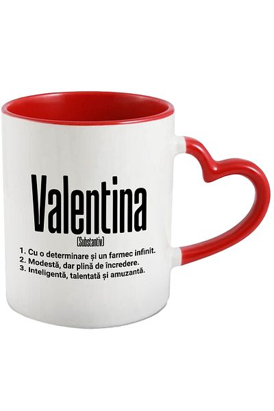 StoryGift Romania Mug With the Name Valentina, and Motivational Message, Determination, Modest, Intelligent, With, STG