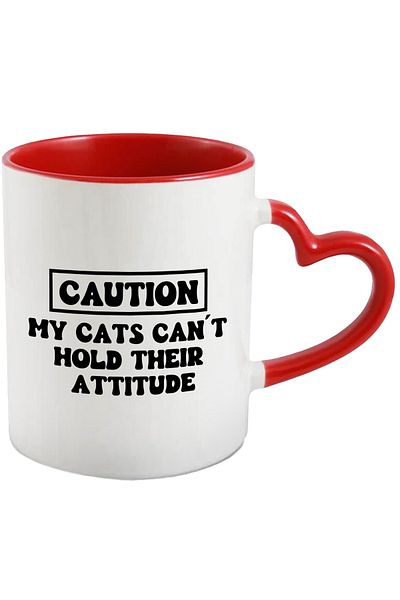 StoryGift Romania Mug with the message "Warning! My cats can't keep their attitude" - feline, With,STG.