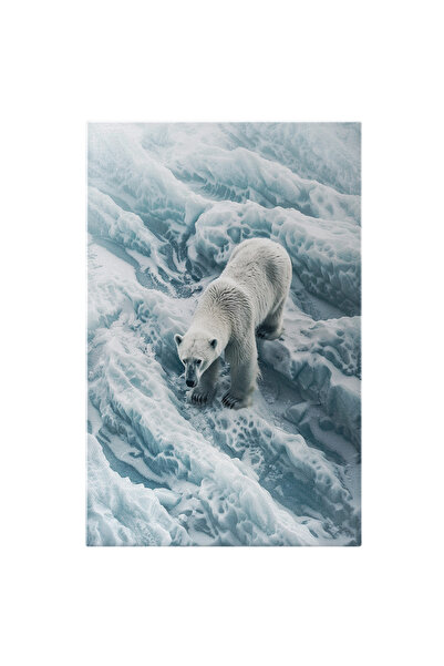 StoryGift Romania Tablou Canvas: Cățărarea Ursului Polar Încercarea De Noi Ținuturi Gheață Și Frig Natură Pictura