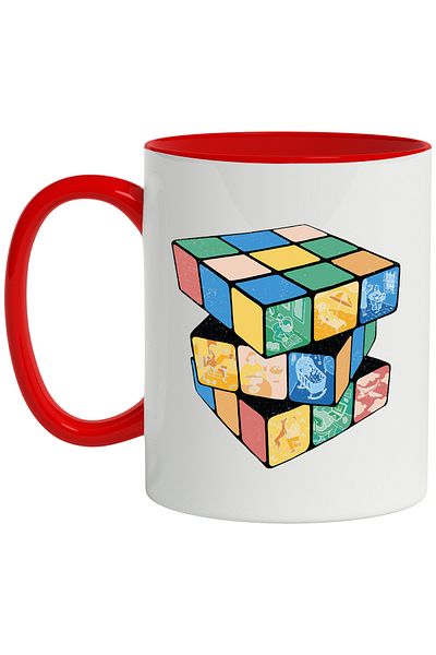StoryGift Romania Abstract Art Mug, Rubik's Cube, Windows, Beach, Gym, Multicolor 330 ml, Wax, With ,STG