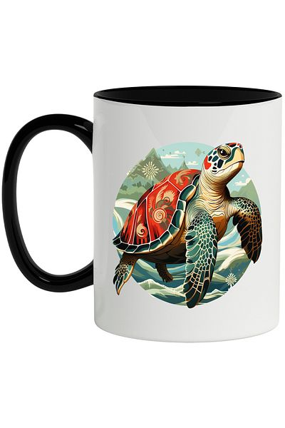 StoryGift Romania Turtle Mug, Sky, Clouds, Ocean, Mountains, Multicolor 330 ml, Ceramic c, With ,STG