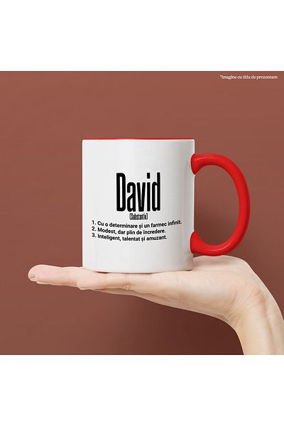 StoryGift Romania Mug With The Name David, Determination, Modest, Intelligent, Funny, Personalized, Like, With, STG.