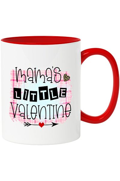StoryGift Romania Mug with the message "Mama's little Valentine", mom, arrow, heart, pink, blue, , With ,STG