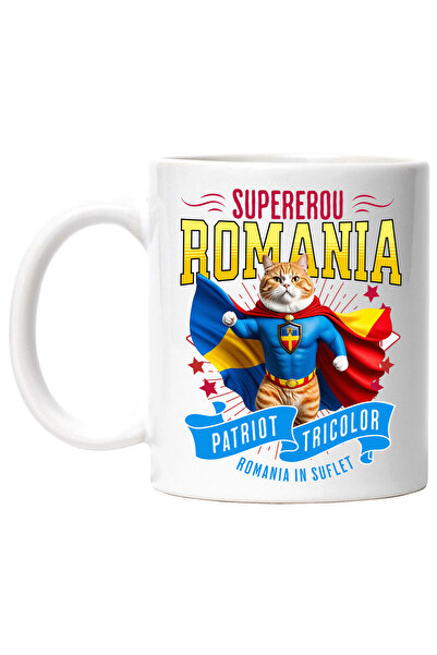 StoryGift Romania Mug with Birman / Birman Cat in Captain Romania Costume with Cape, Hero No, With, STG