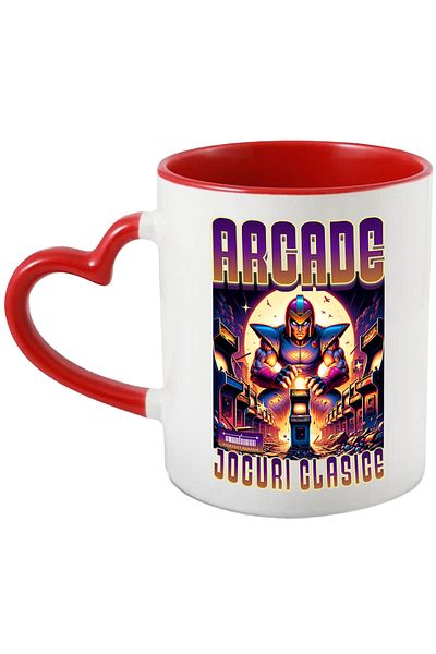 StoryGift Romania Arcade Mug. Classic Games Monster in Armor, 330ml, Ceramic with Heart Handle R, With, STG