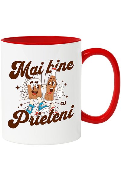 StoryGift Romania Mug Better with friends, family, best friend, 330ml, Ceramic with Handle, With ,STG