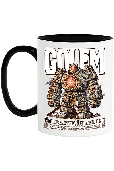 StoryGift Romania Golem Guardian Stone Robot Mug Strong as a Rock, 330ml, Ceramic with Handle, With, STG