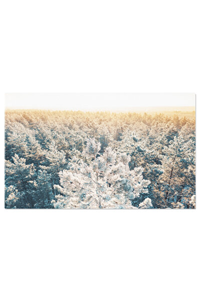 StoryGift Romania Tablou Canvas Rasarit De Soare In Padurea Inzapezita Racoro...