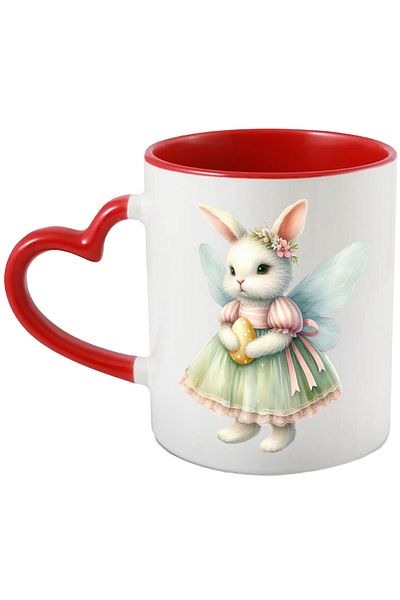 StoryGift Romania Mug with a fairy bunny | illustration | skirt | flower crown | holding an egg, With,STG.