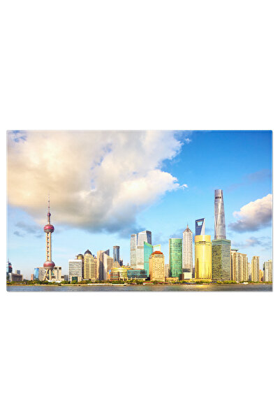 StoryGift Romania Tablou Canvas: Skyline-ul Fascinant Al Shanghai-ului La Apus