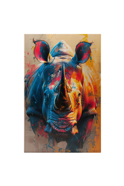 StoryGift Romania Tablou Canvas Batranul Rincor Cu Doua Coarne Ascutite Si Ochii Mici Intristati Pictat In Multe