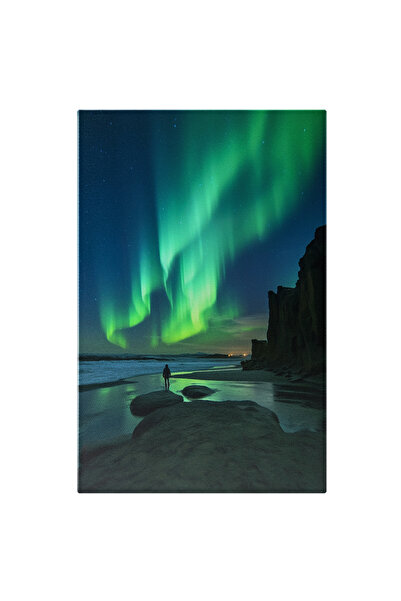 StoryGift Romania Tablou Canvas: Fotografie Cu Aurora Boreala - Insula Apa Fe...