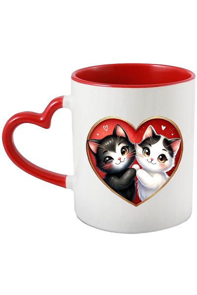 StoryGift Romania Mug with 2 happy kittens | they get along | illustration | smile | Valentine's Day , With ,STG