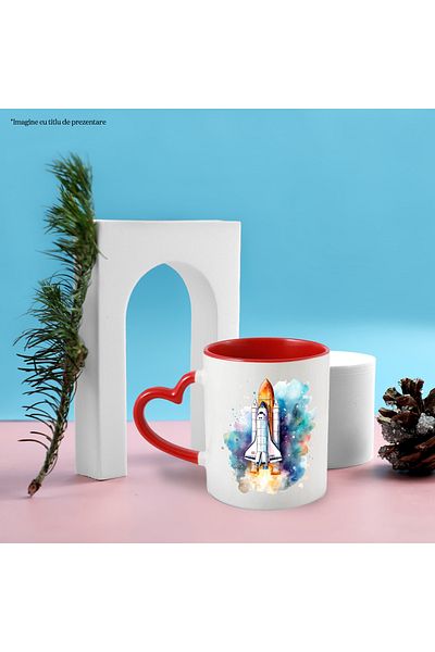 StoryGift Romania Mug with a rocket in outer space | illustration | color spots | galaxy | p, Cu ,STG .