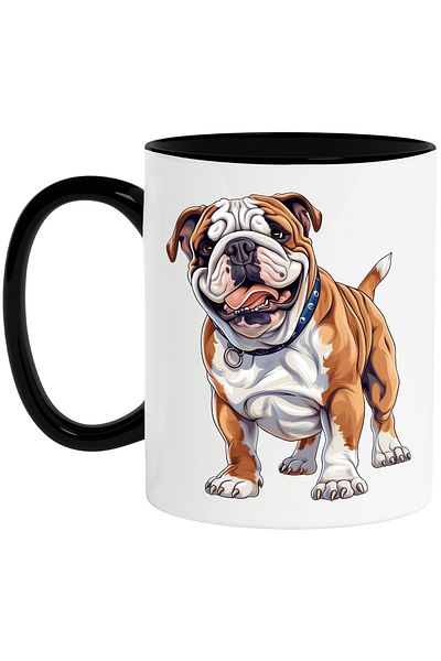 StoryGift Romania Mug with a playful Pitbull puppy | illustration | collar | waiting for orders from st, With ,STG