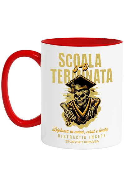 StoryGift Romania Skeleton mug graduate school is over fun, 330ml, Ceramic with R handle, With,STG