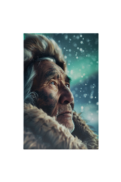 StoryGift Romania Tablou Canvas: Bătrânul Năucit De Frumusețea Aurorei Boreal...