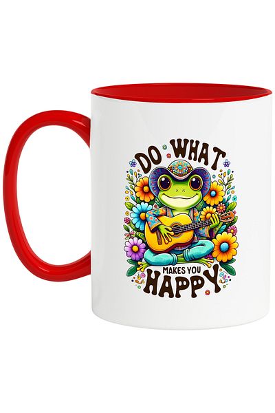 StoryGift Romania Mug with the message "Do what makes you happy", hippie style, culture, illustration, p, With ,STG