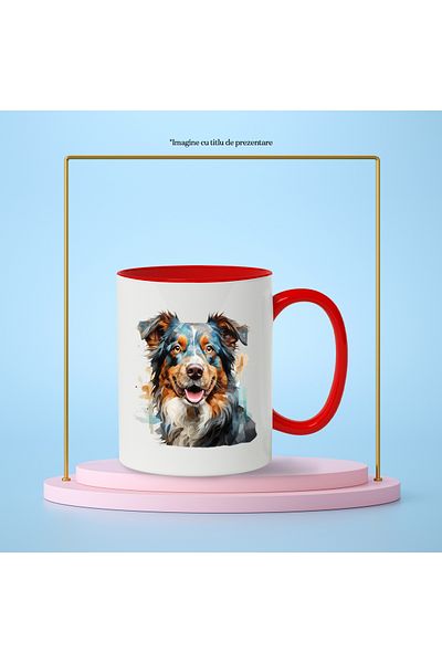 StoryGift Romania Dog Mug, Collie, Illustration, Mosaic, Smile, Animal, Multicolor 330 ml, Ce, Cu, STG