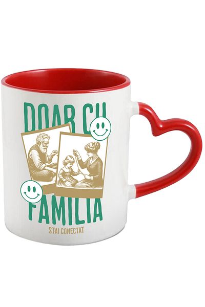 StoryGift Romania Mug pictures grandparents grandchildren love Only with family, 330ml, Ceramic with Heart Handle R, With, STG