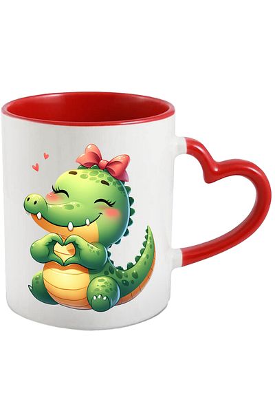 StoryGift Romania Mug with a baby crocodile forming a heart with its fingers | illustration | tableware, With ,STG