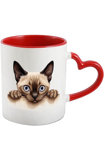 StoryGift Romania Mug with a cat hanging on the fence | illustration | penetrating gaze | attentive |, With ,STG.