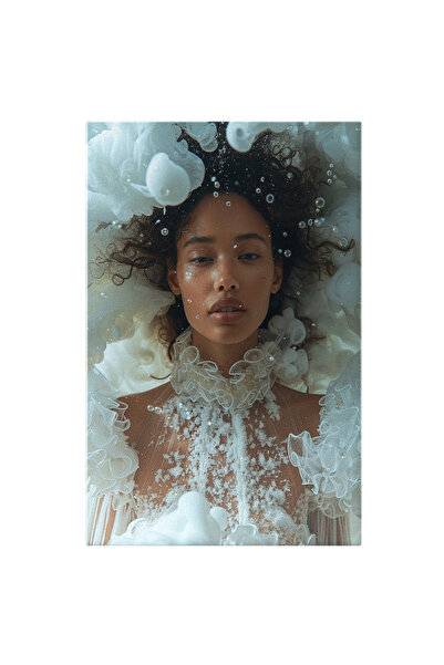 StoryGift Romania Tablou Canvas Creola Cu Parul Cret In Rochie Alba Transpare...