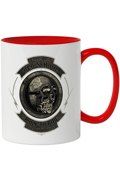 StoryGift Romania Mug With Message In English, Skull, Helmet, Motorcycle, Lightning, Multicolor 330 ml,, With ,STG