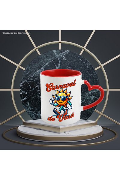 StoryGift Romania Summer Carnival mug happy sun with party glasses, 330ml, Ceramic c, With, STG