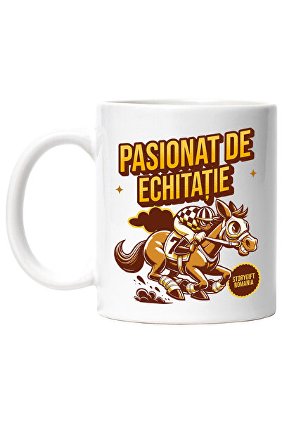 StoryGift Romania Cana om pe cal sport pasionat de echitatie, 330ml, Ceramic ...