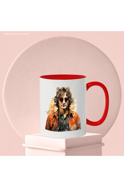 StoryGift Romania Mug With John Lennon, Singer, Artist, Musician, Multicolor 330 ml, Ceramic with , With ,STG
