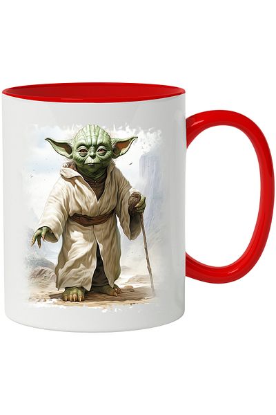 StoryGift Romania Yoda Mug, Star Wars, Staff, Sand, Rocks, Sci Fi, Jedi, Multicolor 330 ml, , With ,STG