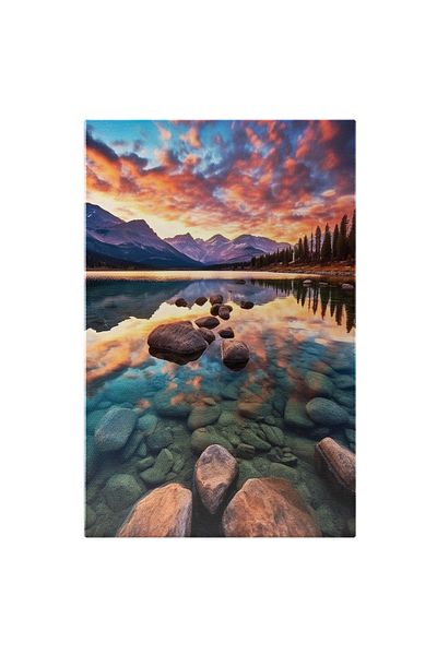 StoryGift Romania Tablou Canvas: Fotografie Cu Un Lac Inconjurat De Padure - Verdeata Apa Pictura Digitala