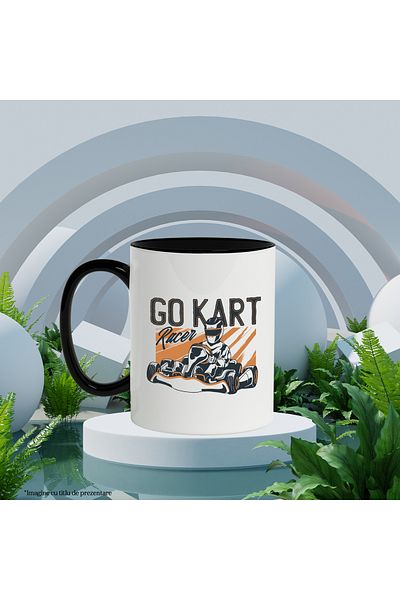 StoryGift Romania Mug With Message In English Go Kart, Racer, Race, Helmet, Car, Multicolor 330 ml, With ,STG