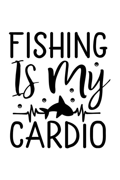 StoryGift Romania Sticker Eticheta 50CM Exterior cu un peste si mesajul in engleza "Fishing is my cardio" - pesc