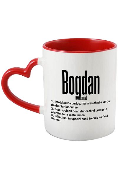 StoryGift Romania Mug With The Name Bogdan, With Funny Message, Curious, Sociable, Noisy, 330ml, Wax, With ,STG