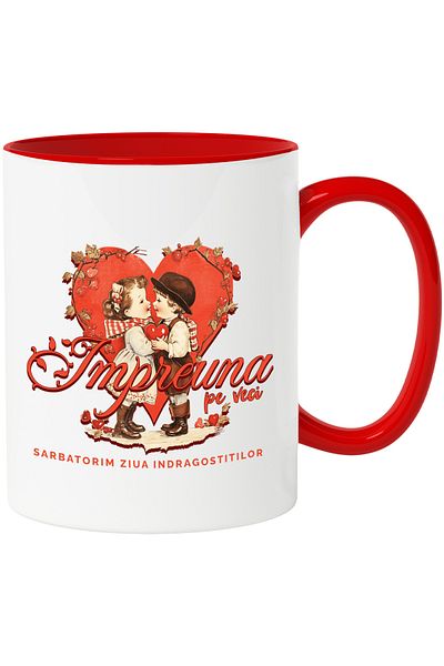 StoryGift Romania Mug together forever children in love Valentine's Day, 330ml, Ceramic with Hands, With, STG