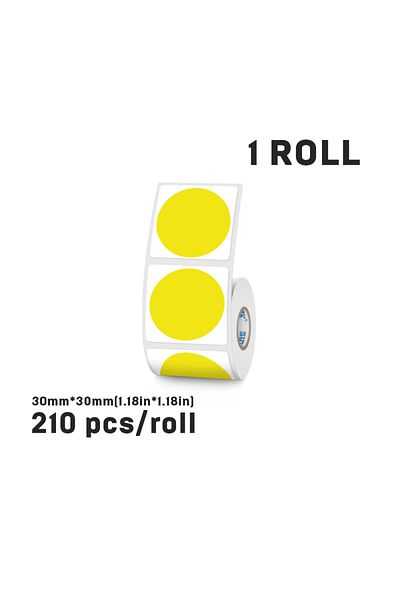 Choice Yellow Circular Color Label Thermal Paper Sticker Used For Sinmark Portable Printer 30mm Diameter Wa