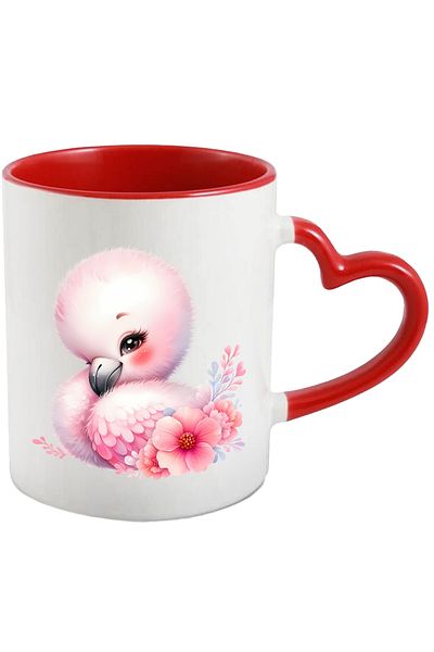 StoryGift Romania Mug with a Flamingo bird | illustration | plants | flowers | blushing | happiness, With,STG