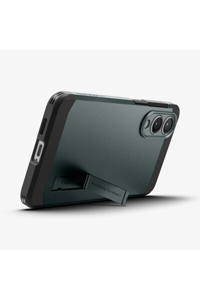 Spigen Tough Armor MagFit AI for Samsung Galaxy S25 EDGE case [MagSafe Compatible] - Abyss Green