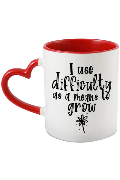 StoryGift Romania Cana cu o floare si mesajul "Folosesc dificultatea pentru a...