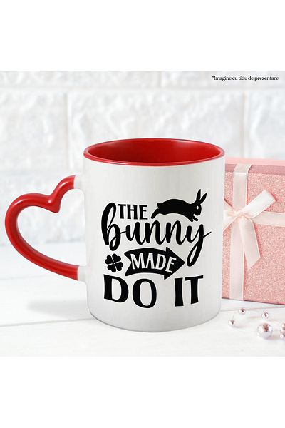 StoryGift Romania Mug with illustration showing a bunny and the message in English "The bunny made do i, Cu ,STG .