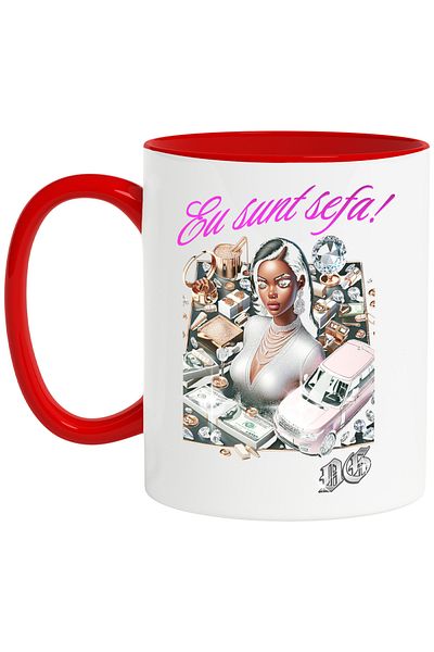 StoryGift Romania Mug Rich Girl Wealth Car Pink Powder Text I'm the Boss, 330ml, Ceramic with Handle, With ,STG